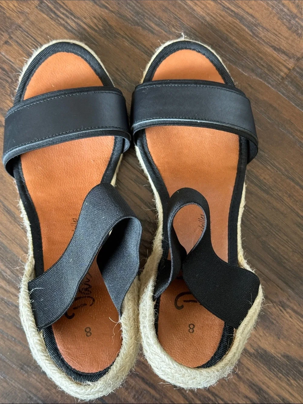 Dalton Black Leather and Tan Espadrille Slingback Sandals, Made in Spain